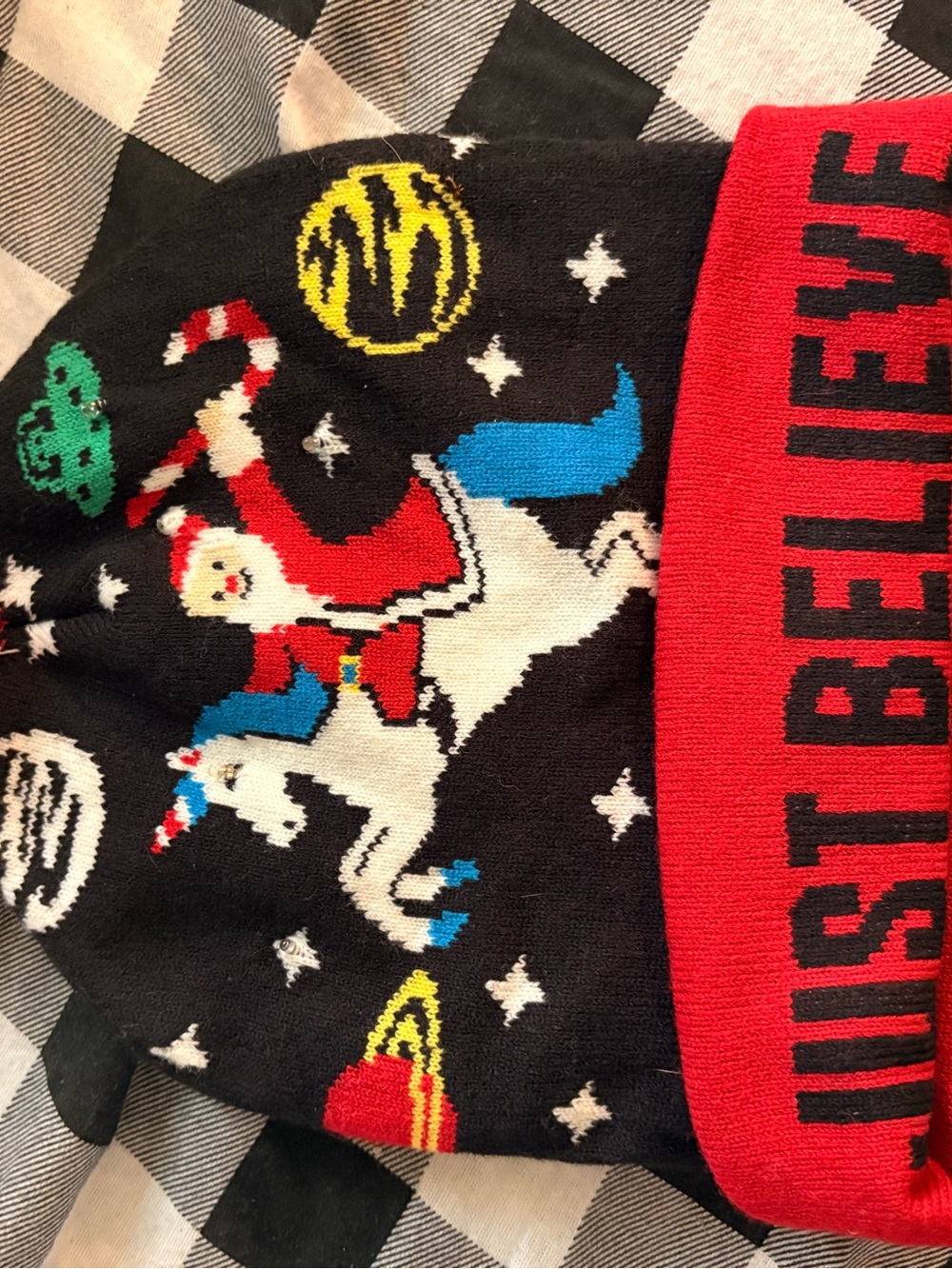 Just Believe Black & Red Holiday Boxer Briefs